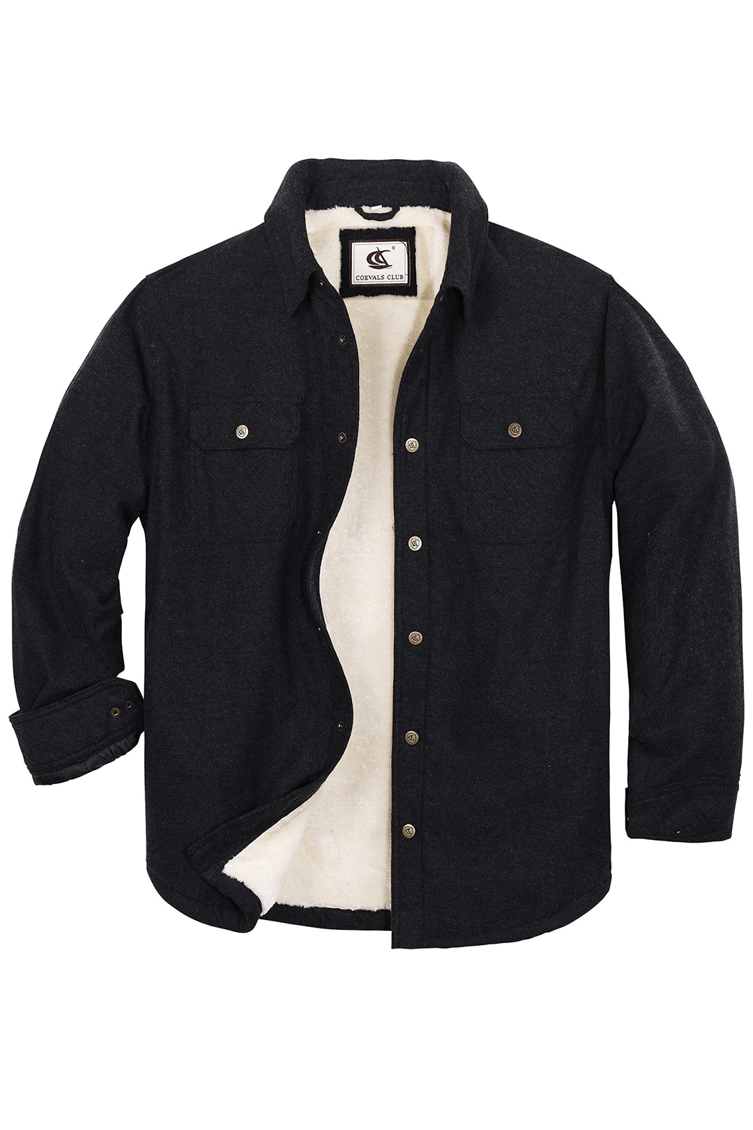 Coevals Club Herren Flanell Jacke Hemd Sherpa Holzfällerhemd Flanellhemd Langarm Kariertes Druckknöp