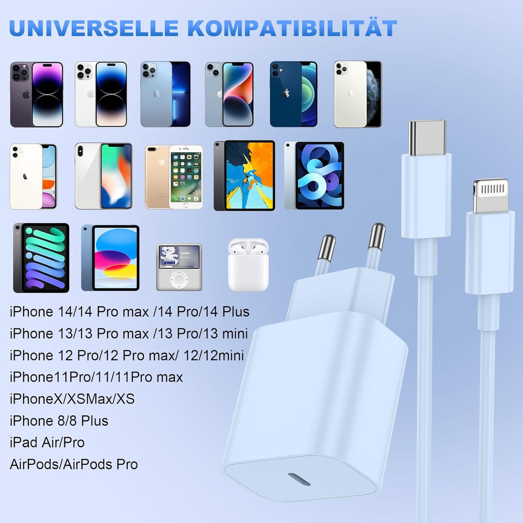 iPhone Ladekabel, [MFi-Zertifiziert] 2er Pack iPhone Ladegerät Apple Ladekabel 2M,USBC Schnellladege