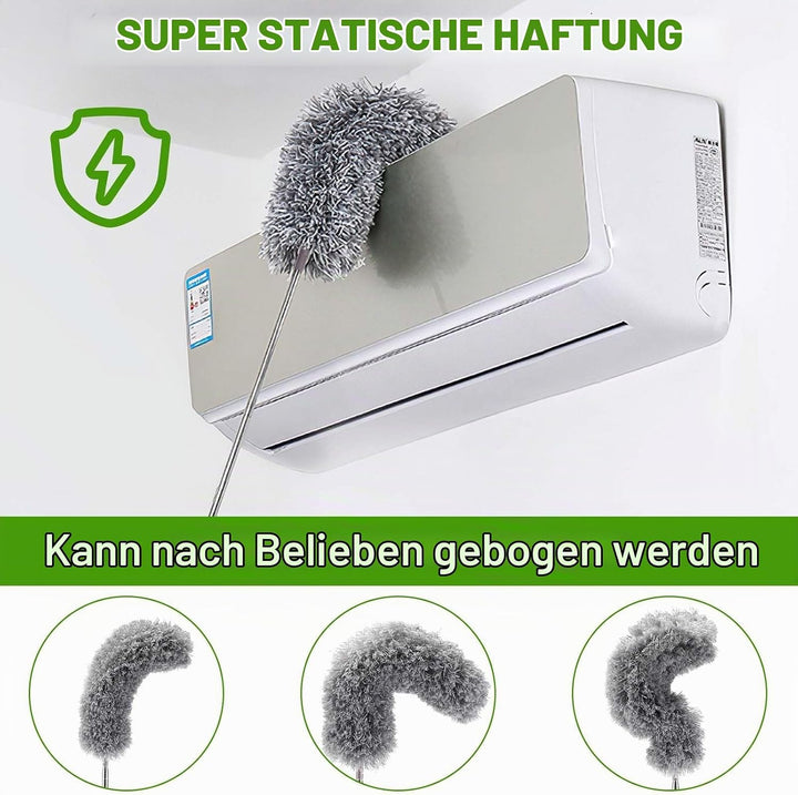 6 Stücke Staubwedel Teleskop,Mikrofaser Duster Eckbesen,mit Teleskopstange,Waschbar,ausziehbar bis 2