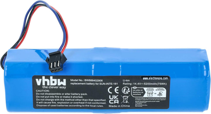 vhbw 1x Akku kompatibel mit Blaupunkt Bluebot Xtreme BPK-VCBB1XTEN, BPK-VCBB1XTE, BPK-VCBB1XTEIC Sta