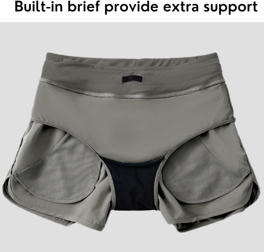 WILLIT Damen 3" Badeshorts Badehose mit Kurzliner Schnelltrockner XS Grau, XS Grau