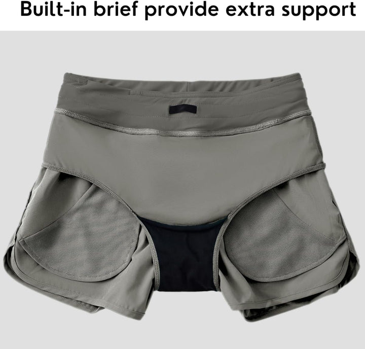 WILLIT Damen 3" Badeshorts Badehose mit Kurzliner Schnelltrockner XS Grau, XS Grau