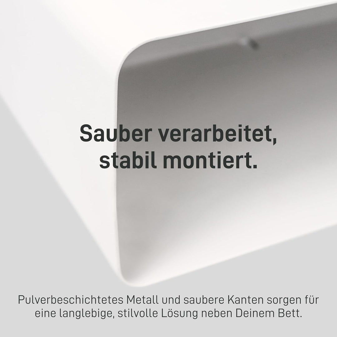 Natural Goods Berlin 1x Nachttisch Sheet - Schweberegal Weiss, Metall 45 x 24 x 15 cm - Nachttisch h