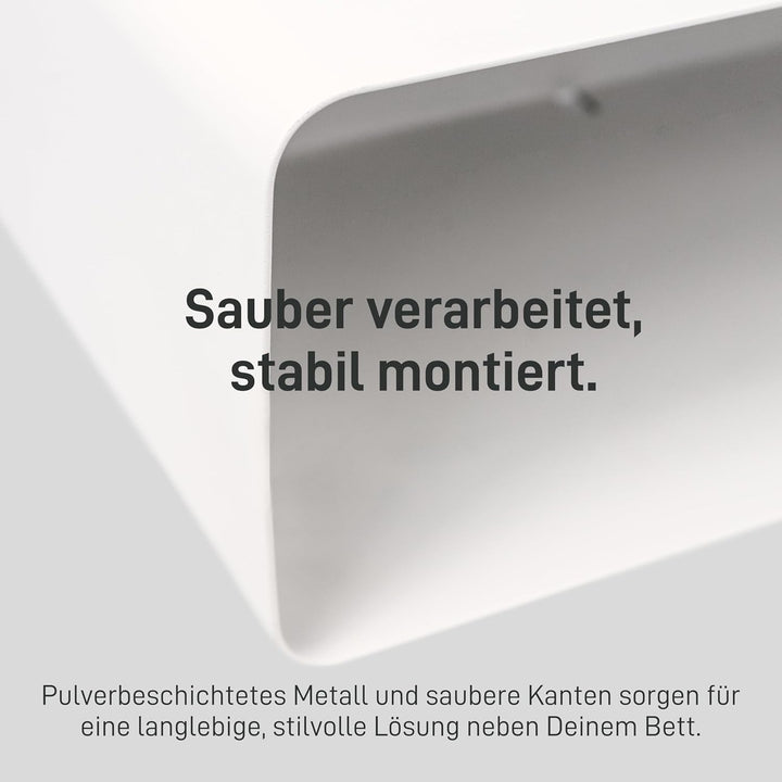 Natural Goods Berlin 1x Nachttisch Sheet - Schweberegal Weiss, Metall 45 x 24 x 15 cm - Nachttisch h