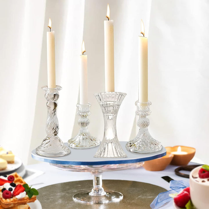Kerzenhalter aus Glas – Set mit 8 transparenten Kerzenständern, Kristallkerzen, für alle formellen V