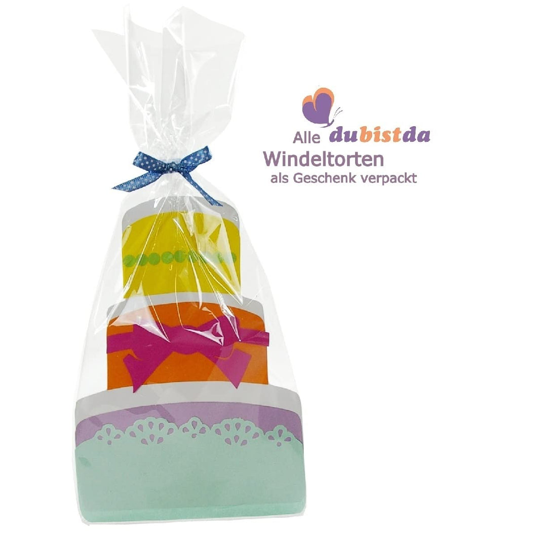 Windeltorte ALLES JUTE | zur Geburt (2-stöckig, plum)