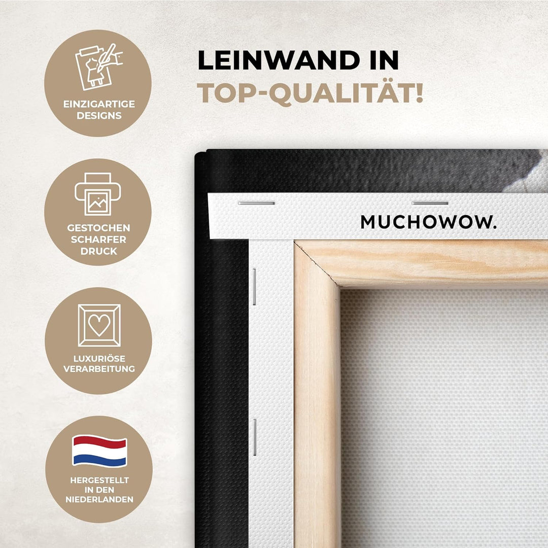 MuchoWow© Bild auf Leinwand Gross 80x120 cm XXL Schlafzimmer Bilder Wand Goldene Deko Wohnzimmer Mod
