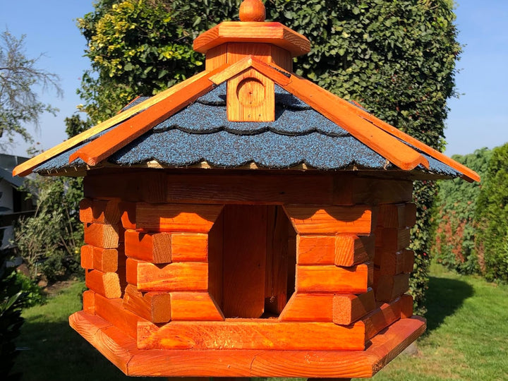 Handgefertigtes Sechseck Vogelhaus aus Holz wetterfest M - XXL mit und ohne StänderI Futterhaus I Fu