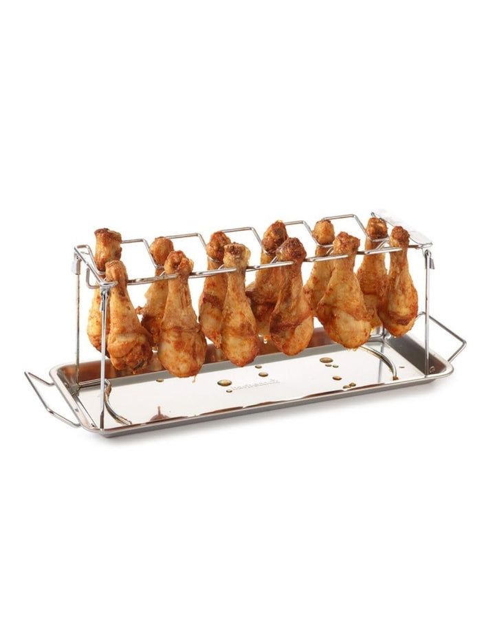 Hähnchenschenkel-Halter Grill-Zubehör Halterung Edelstahl für 12 Hähnchen-Keulen perfekt gegrillte C