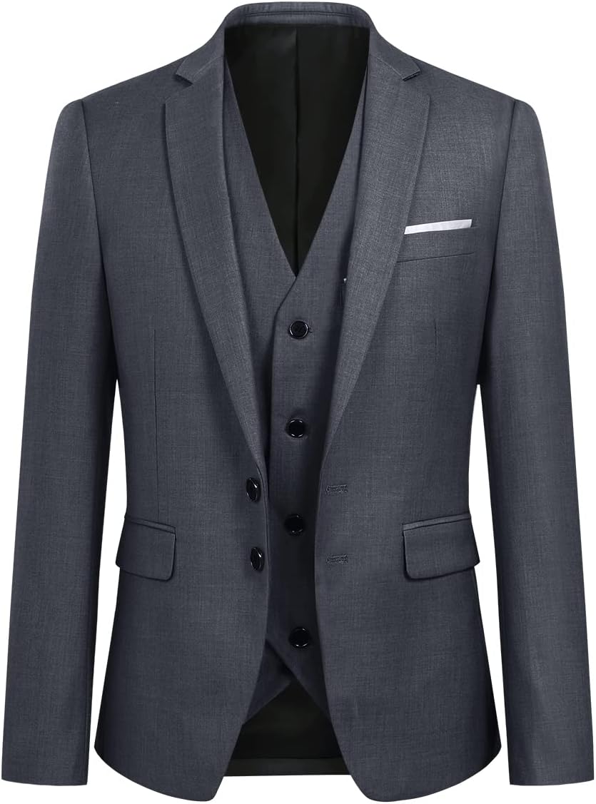 YOUTHUP Anzug Herren 3 Teilig Anzüge Slim Fit 2-Knopf Herrenanzug Modern Formell Sakko Weste Hose fü