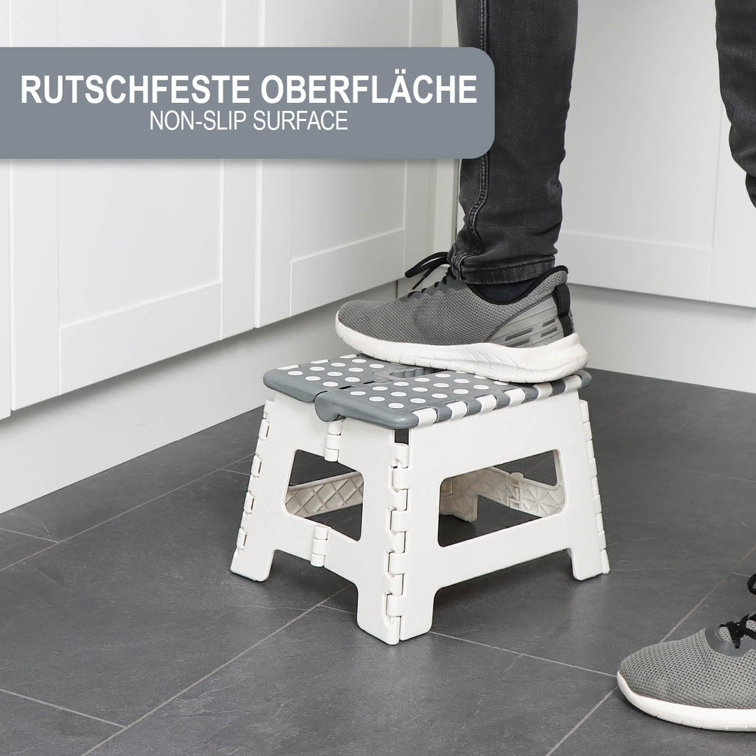 com-four® Klapptritt mit Gumminoppen - Faltbarer Tritthocker - tragbare Aufstiegshilfe für Haushalt,