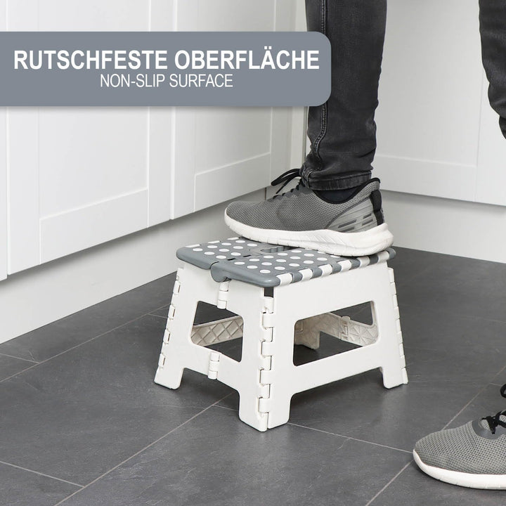 com-four® Klapptritt mit Gumminoppen - Faltbarer Tritthocker - tragbare Aufstiegshilfe für Haushalt,
