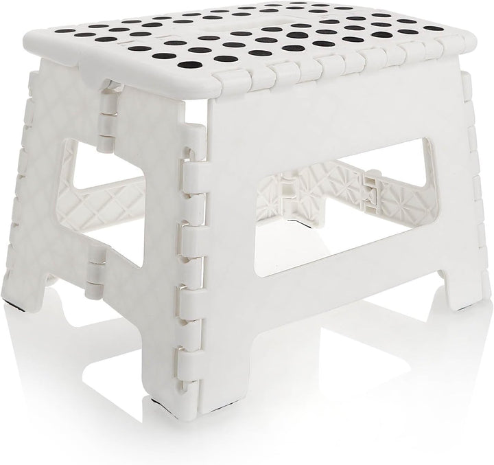 com-four® Klapptritt mit Gumminoppen - Faltbarer Tritthocker - tragbare Aufstiegshilfe für Haushalt,