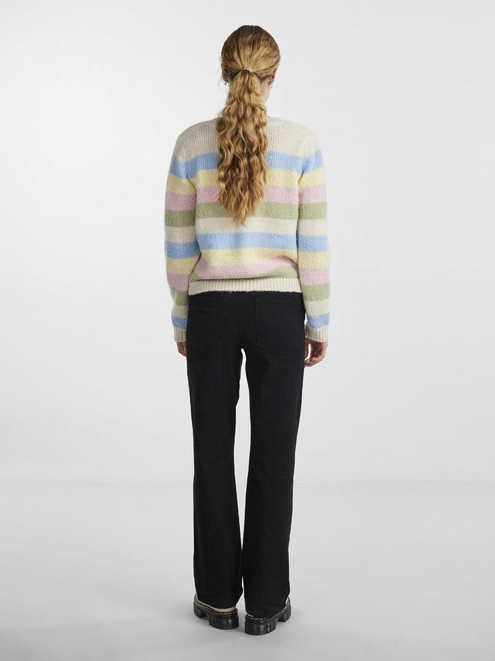 Pieces Damen Pcnatasha Ls Knit Cardigan Noos Bc Cp Strickjacke (1er Pack) S Birch/Stripes:airy Blue-