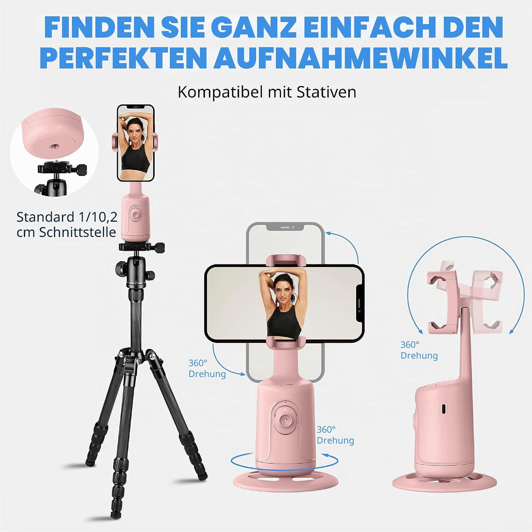 Auto Face Tracking Tripod - Empfindliche bewegliche Halterung, 360°Verfolgung, KI-Chip, Keine App er