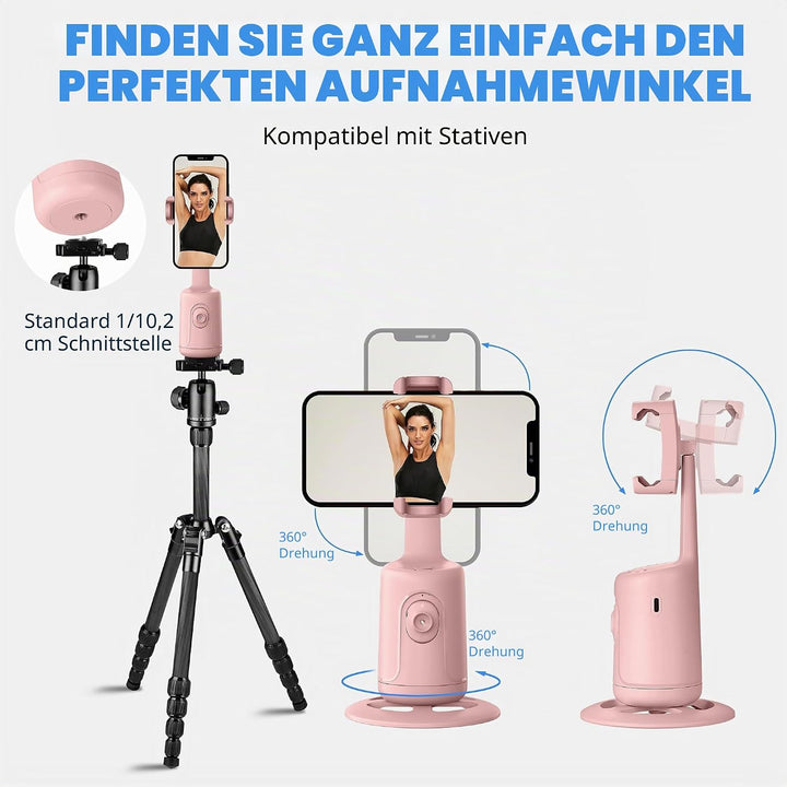 Auto Face Tracking Tripod - Empfindliche bewegliche Halterung, 360°Verfolgung, KI-Chip, Keine App er