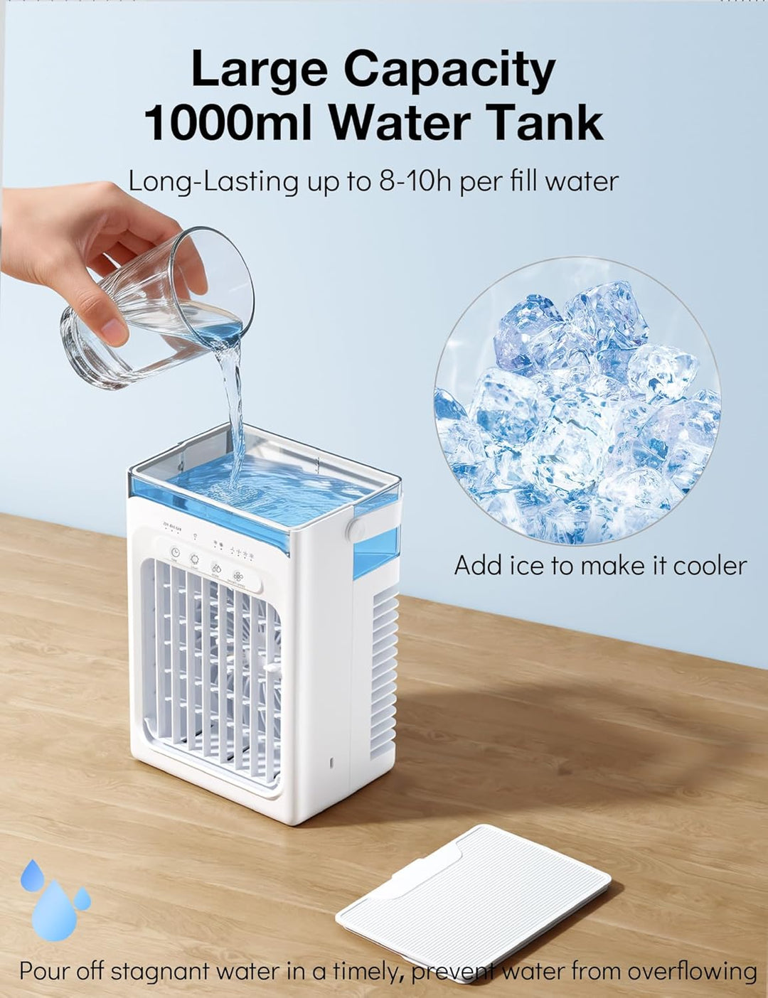Mini klimaanlage mobil, Luftkühler, 4-in-1 Mobile Klimaanlage klein, Ventilator mit Kühlung, Kühlven