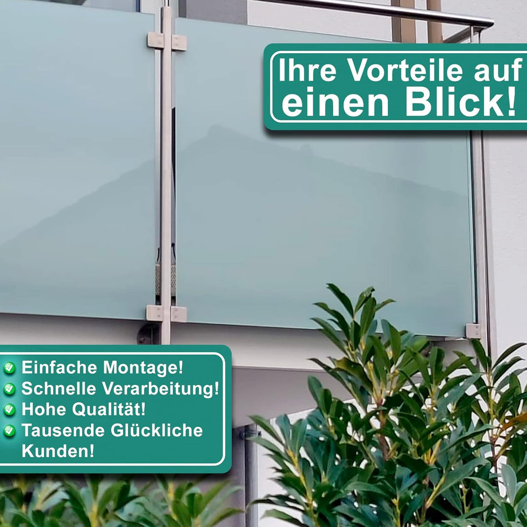 PRIOstahl Glashalter 4 Stück Glasklemme Klemmhalter Glashalter mit Sicherungsplatte + Sicherungsstif
