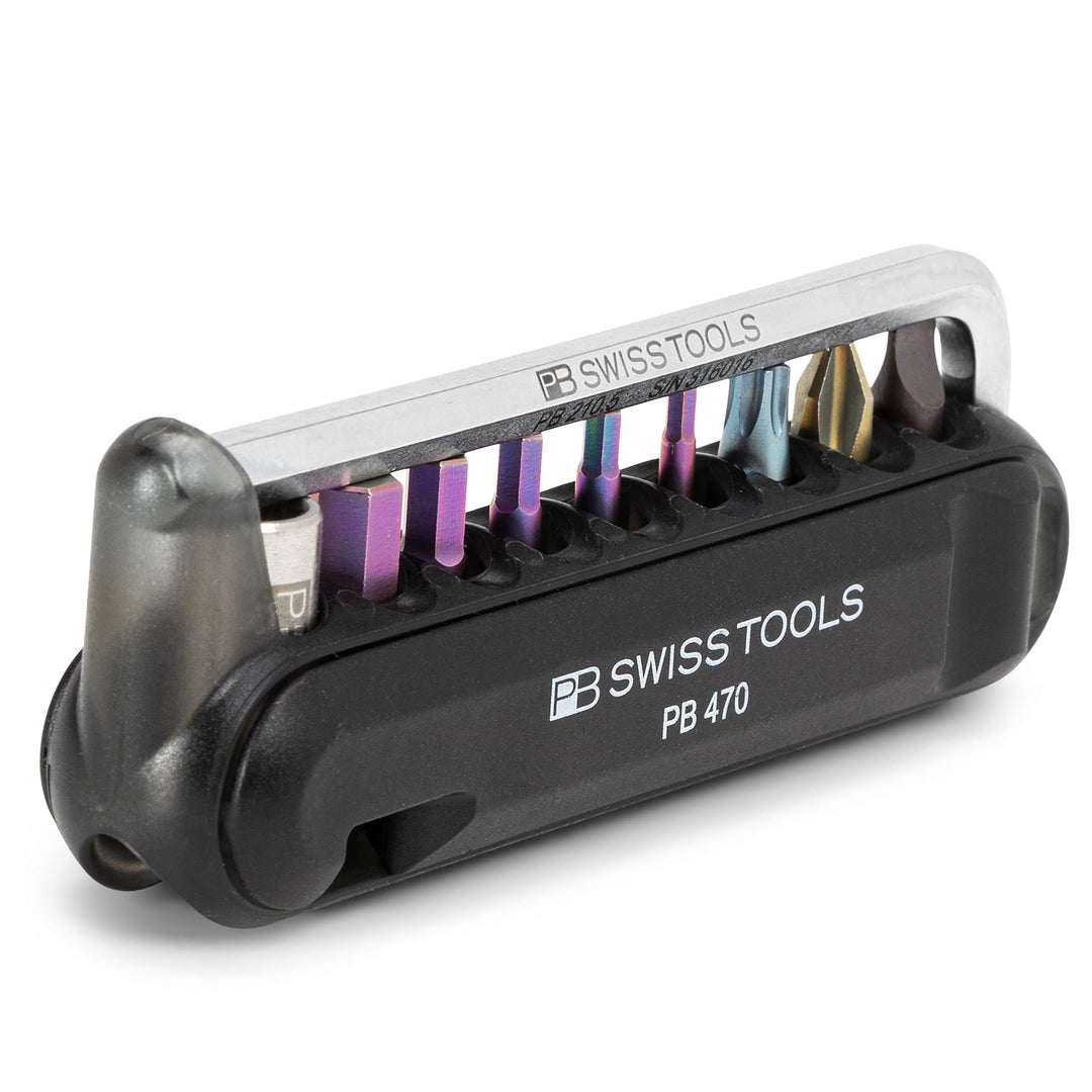 PB Swiss Tools Fahrrad Multitool PB 470-100% Swiss Made - Multitool Werkzeug mit Bits, Winkelschraub