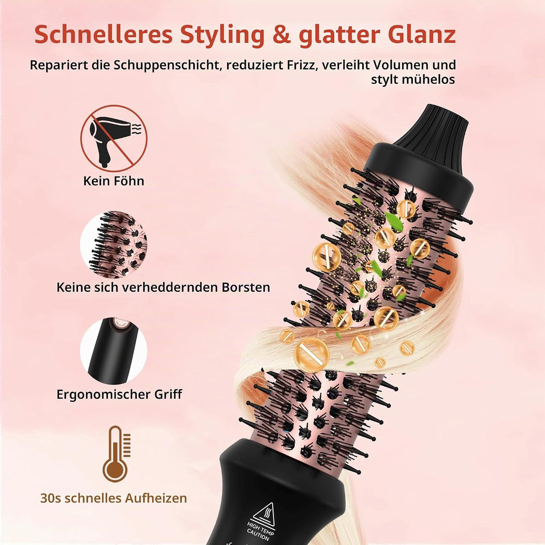 UKLISS Thermobürste 32mm, Thermal Brush LCD-Anzeige [160-200℃], Pro Ionische Thermo Rundbürste, Hot