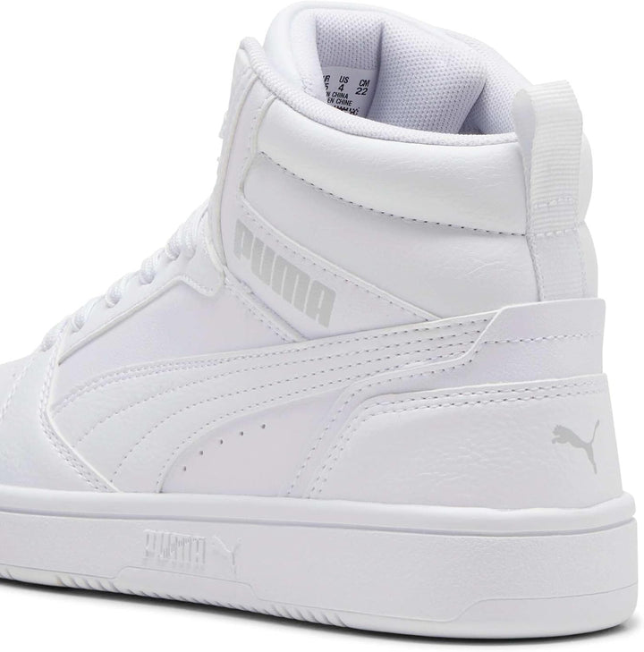 PUMA Unisex Kinder Rebound V6 Mid Jr Sneaker 40 EU Puma White Cool Light Gray, 40 EU Puma White Cool
