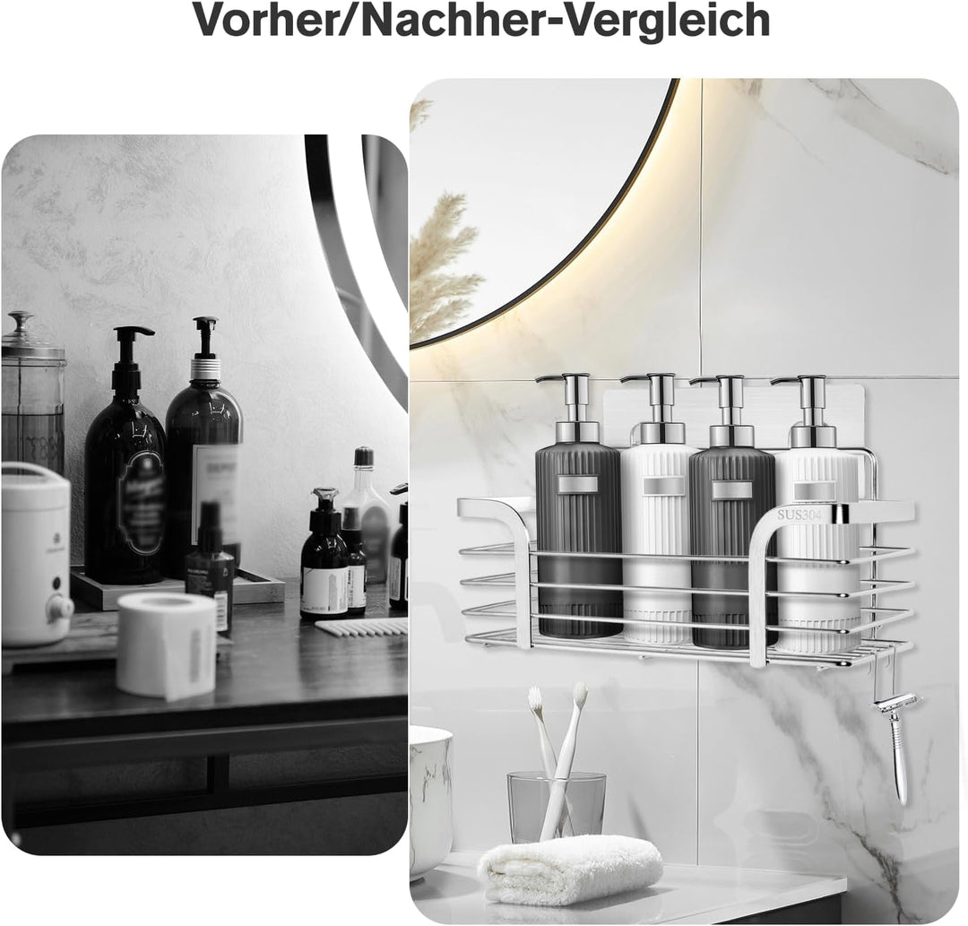 Carehabi Duschablage Ohne Bohren 2 Stück Badezimmer Organizer Duschregal Ohne Bohren Edelstahl Dusch