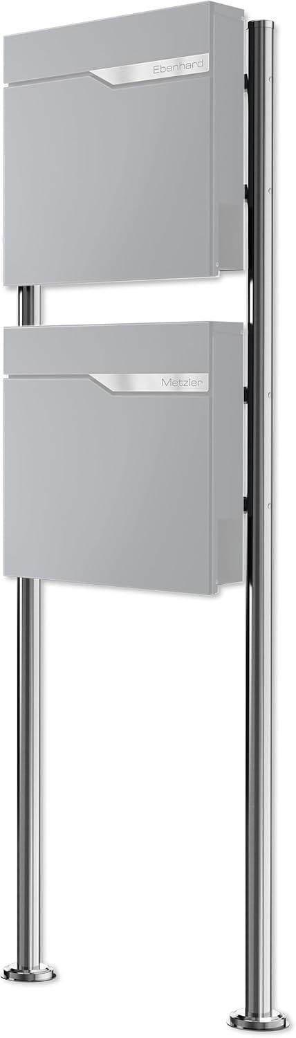 Metzler Briefkasten Ständer aus Edelstahl 2-Fach vertikal - Briefkastenständer für 2 Briefkästen, Br