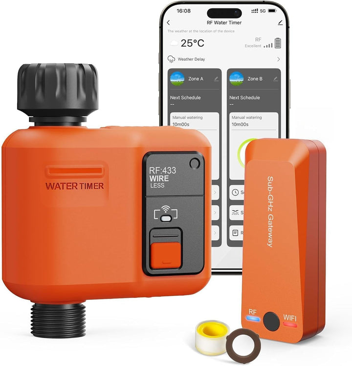 Smart WLAN Bewässerungscomputer 1 Ausgänge mit 300 Meter RF,WiFi Super-Abdeckung,Bewässerungssystem