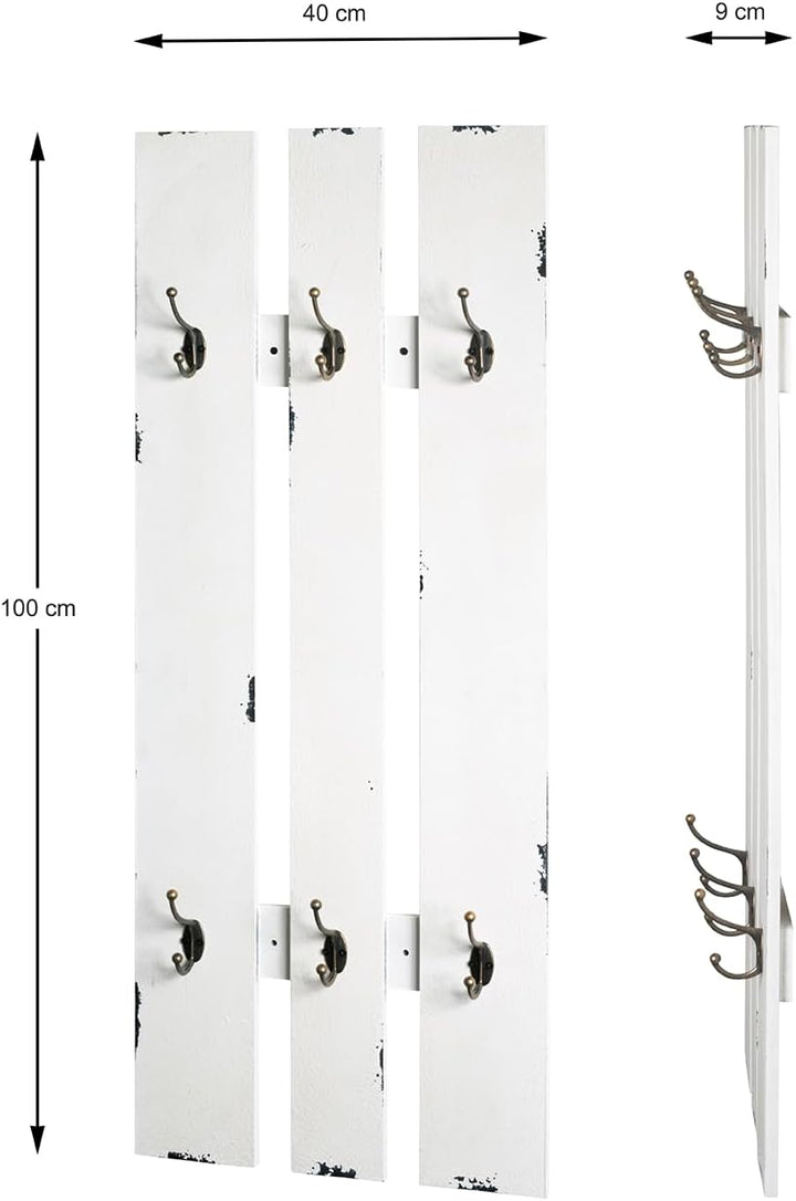 HAKU Möbel Wandgarderobe, MDF, weiss, B 40 x T 9 x H 100 cm Weiss 40 x 9 x 100 cm, Weiss 40 x 9 x 10