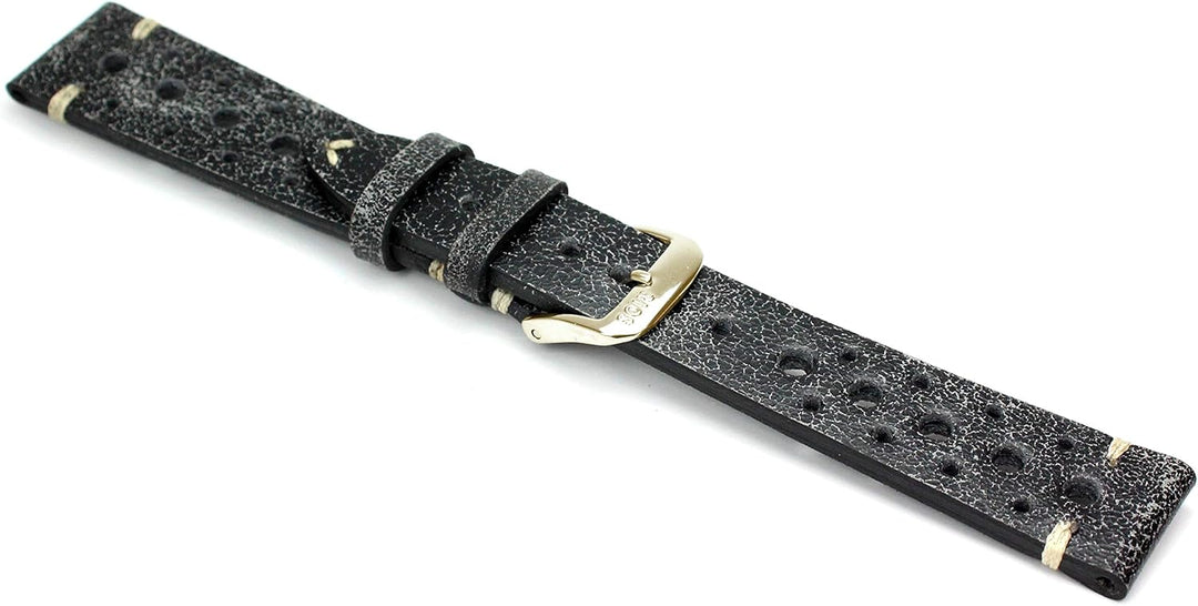 RIOS1931 Rallye Gold Vintage Rindsleder Uhrenarmband handgemacht in Deutschland Robust 22mm Scratche