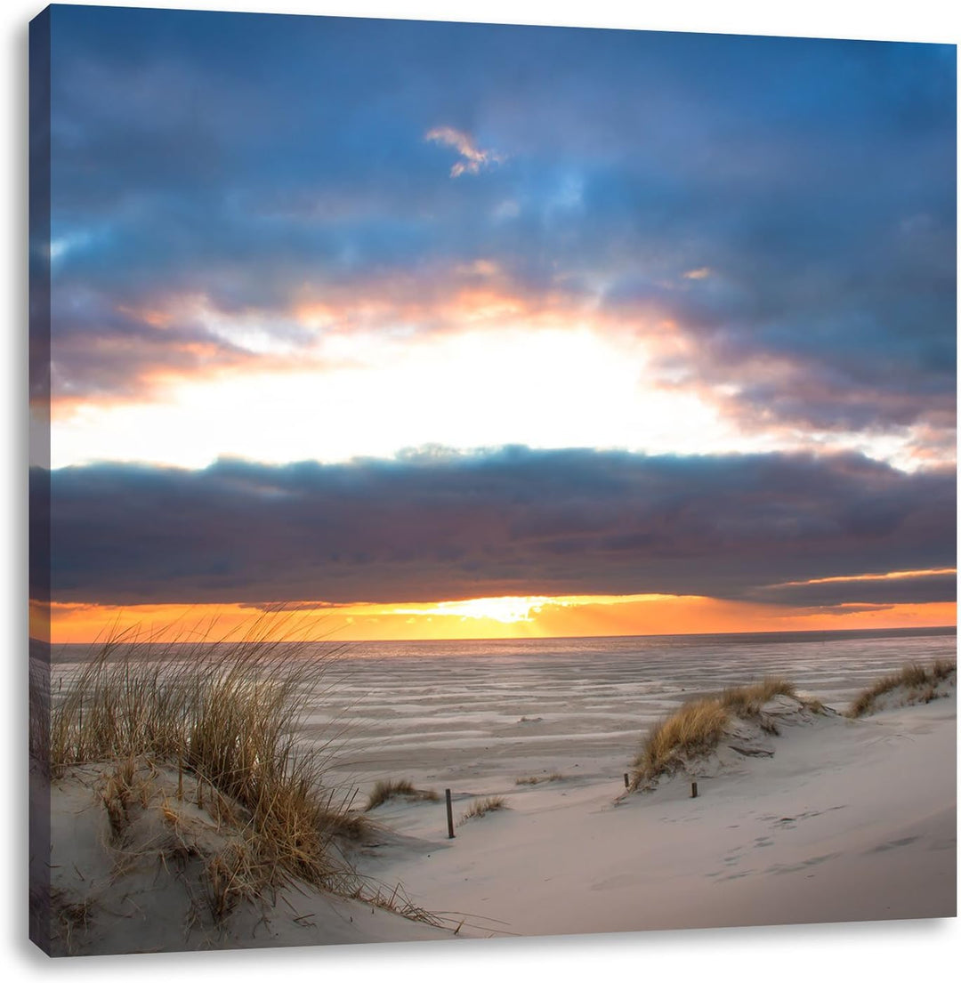 Pixxprint Ruhige Sanddüne an der Nordsee, Format: 70x70 auf Leinwand, 70x70