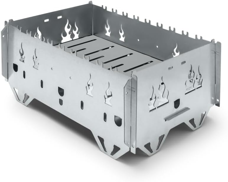 Hubo Zerlegbarer Tragbarer Grill – Kompakter Outdoor Campinggrill mit Spiesshalterungen & Tragetasch