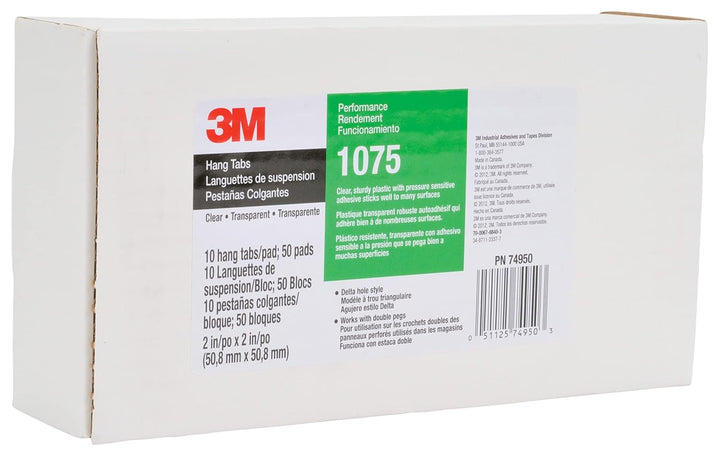 3M Hängetabs 1075, transparent, 5,1 x 5,1 cm, 250 Stück pro Packung (10 Tabs/Block 50 Pad/Pack), pra