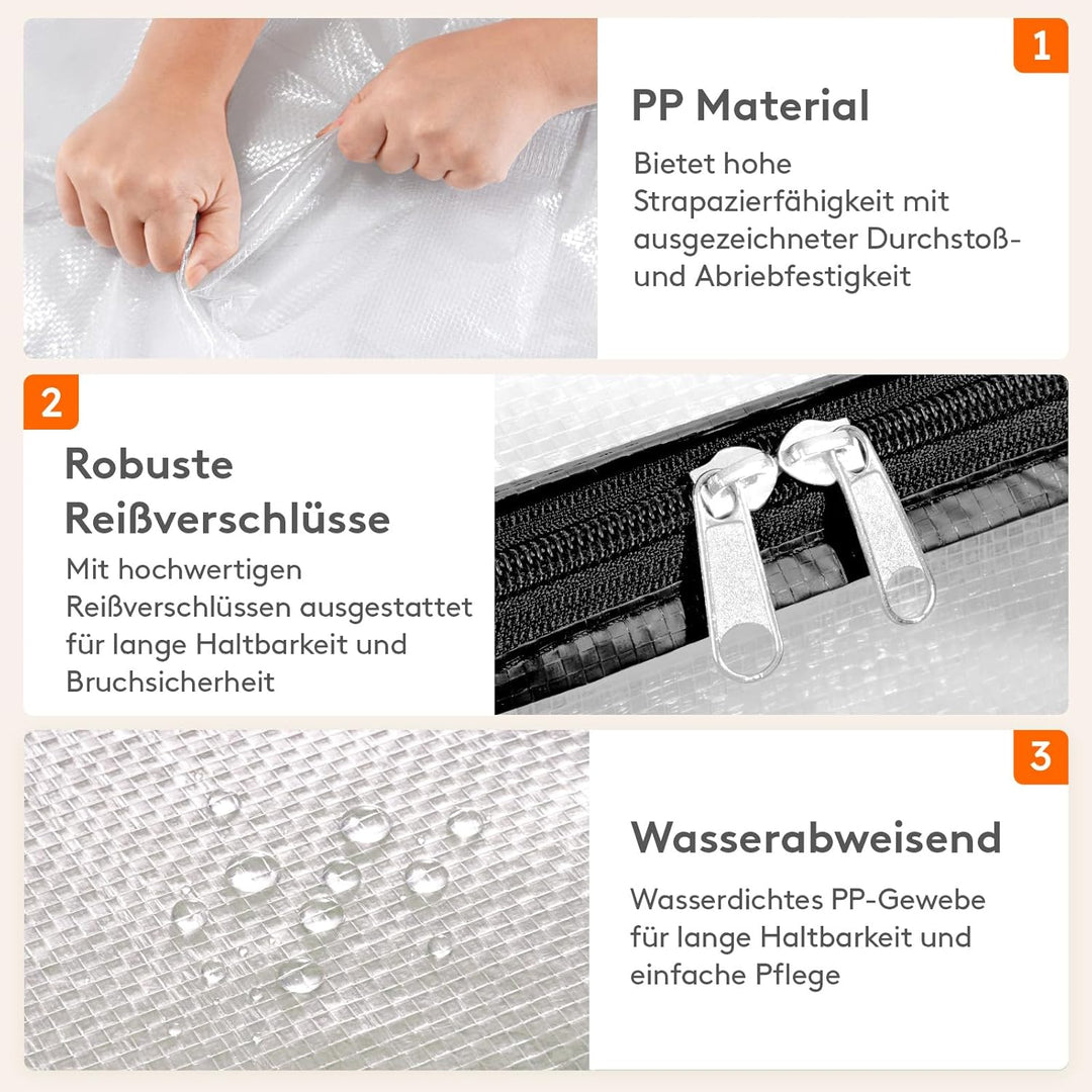 Lifewit 3er-Pack Klare Kleideraufbewahrungstaschen, 40L Bettdecken-Aufbewahrungsbeutel mit Reissvers