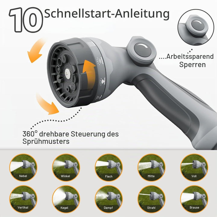 Schlauchtrommel Automatik 30m, Ausziehbarer Gartenschlauch Trommel, 180° Schwenkbar Wand-Schlauchbox