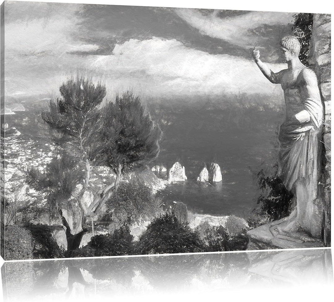 Pixxprint Insel Capri in Italien Kunst als Leinwandbild/Grösse: 100x70 cm/Wandbild/Kunstdruck/fertig