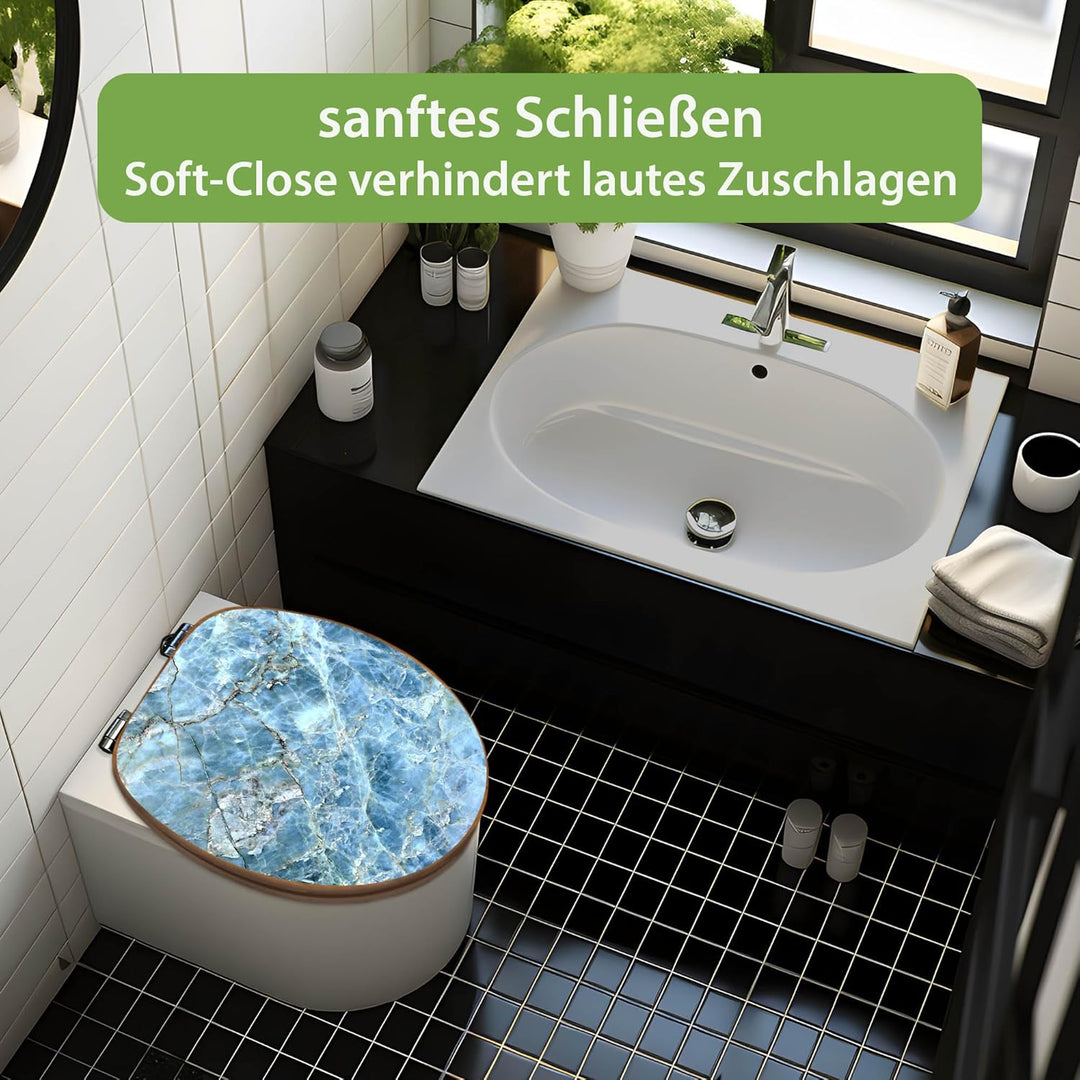 banjado Design WC Sitz Bambus Absenkautomatik 45,8x37,5cm - Toilettendeckel mit Absenkautomatik Holz