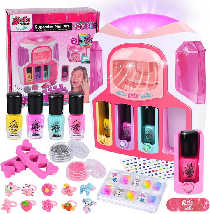 FORMIZON Kinder Nagellack Set für Mädchen, Nagellack Kinder Set mit 2 in 1 Nageltrockner, Nagellack,