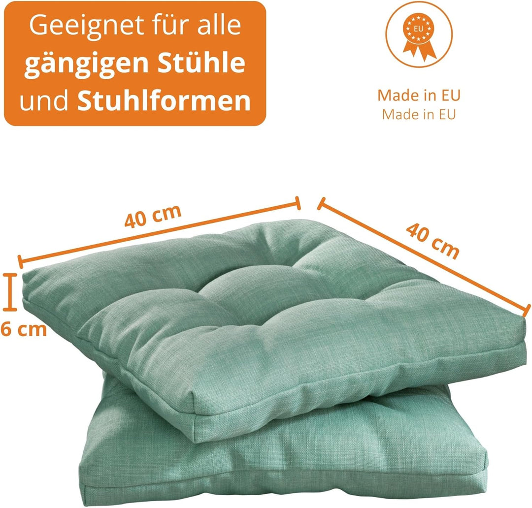 sleepling 4er Set Stuhlkissen 40x40 cm, Sitzkissen für Stuhl & Bank 40 x 40 cm, Höhe 6 cm, Möbelstof
