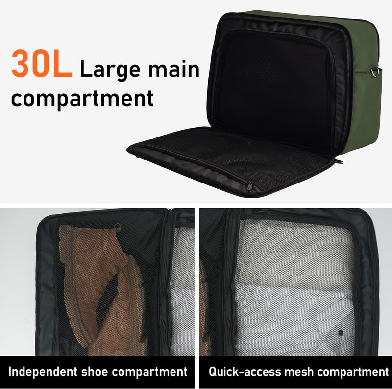 ECOHUB 30L Reisetasche Handgepäck Flugzeug, wasserfest Easyjet Handgepäck Tasche 45x36x20 mit Nassfa