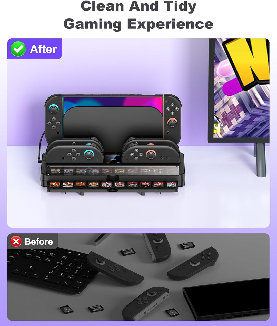 Switch 2 Ladestation & Aufbewahrungsstation für Nintendo Switch 2 Konsole - 4 Joy-Pads gleichzeitig