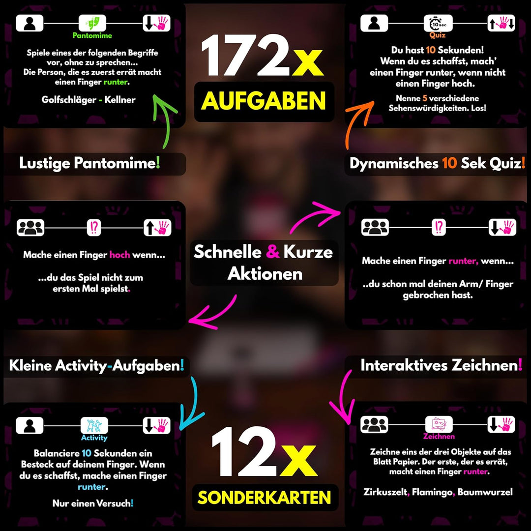 Das Fingerduell | Activity Zeichen Pantomime Quiz | Kartenspiel mit +170 Aufgaben | Interaktive Akti