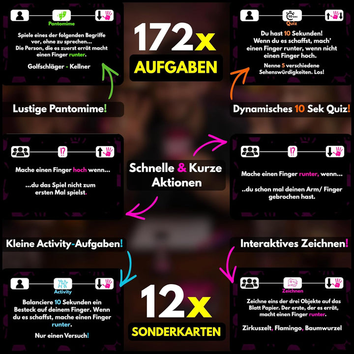 Das Fingerduell | Activity Zeichen Pantomime Quiz | Kartenspiel mit +170 Aufgaben | Interaktive Akti