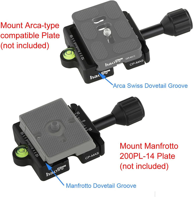 Haoge CP-MAS Schraubknopf-Schnellspanner-Adapter, kompatibel mit Arca Swiss/Manfrotto 200PL-14 RC2 P