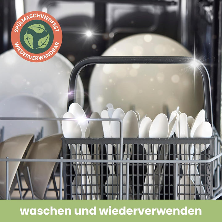 HAAGO - 800 Löffel Besteck Set - Wiederverwendbares, spülmaschinenfestes Hochleistungsbesteck für Pa