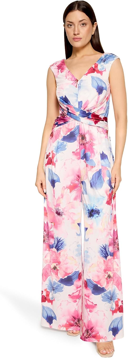 Vera Mont Damen Jumpsuit mit Blumenprint 36W Cream/Pink, 36W Cream/Pink