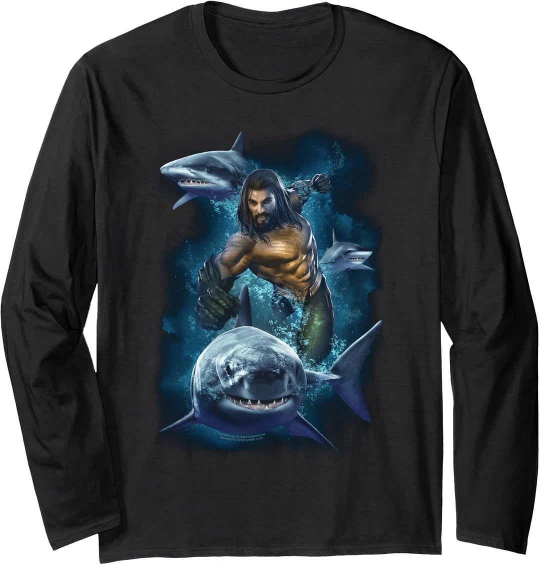 Aquaman Movie Swimming with Sharks Langarmshirt