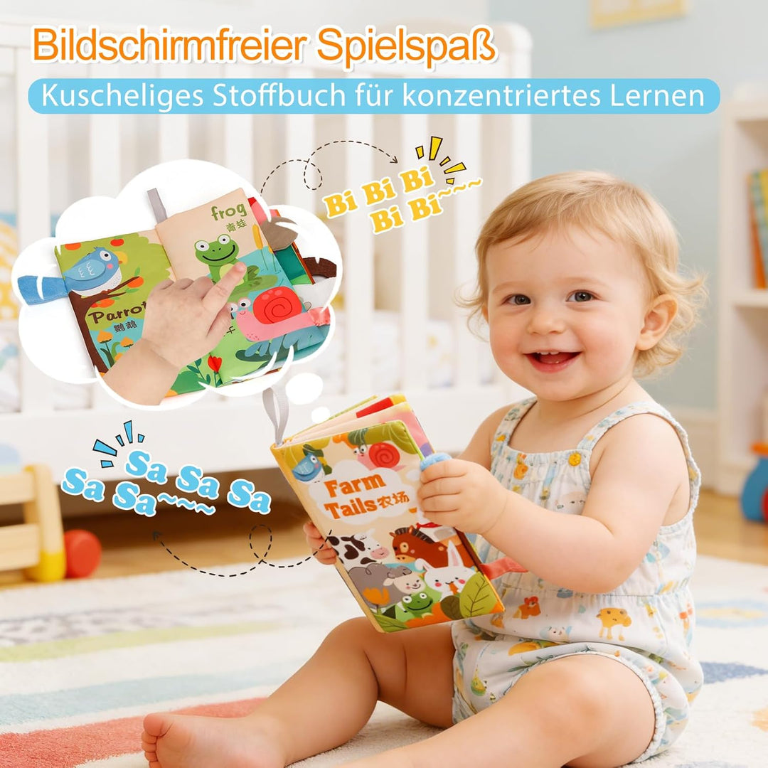 Montessori Spielzeug für Kleinkinder 1–3 Jahre, 7-in-1 Lernspielzeug Aktivitätsset mit Stoffbuch, St