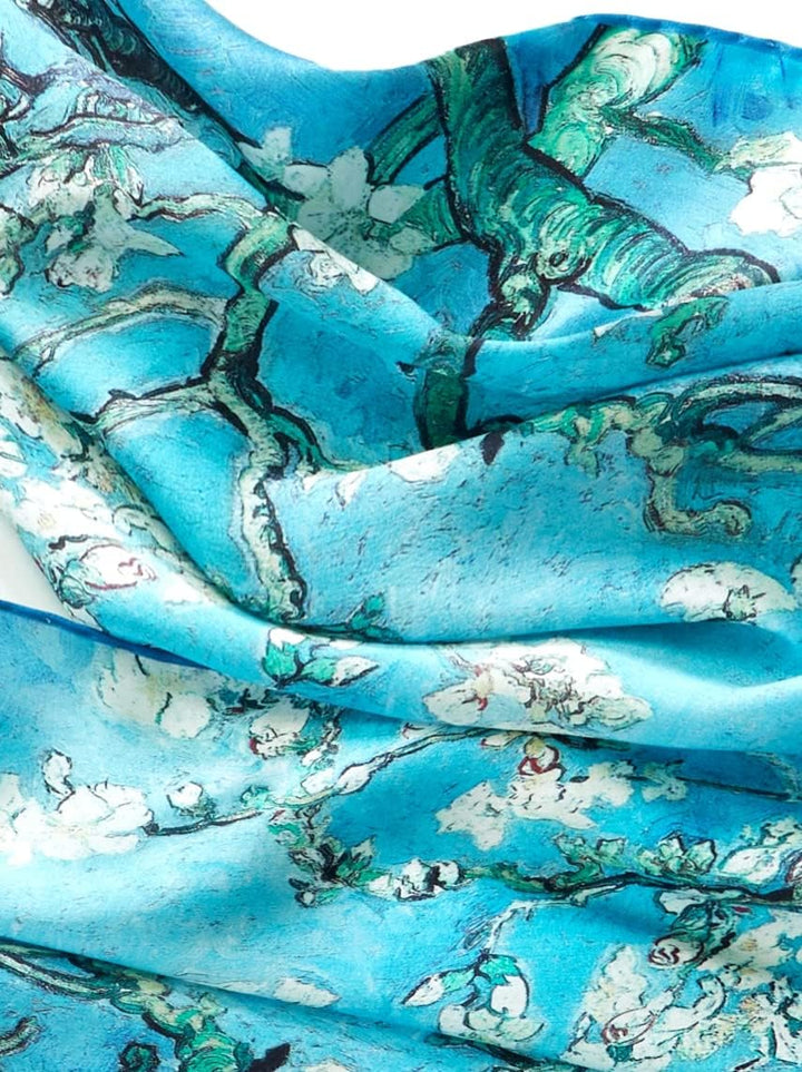 Prettystern Damen 100% Seidenschal van Gogh Silk Scarf Kunstdrucke 160 cm X 43 cm Blühende Mandelbau