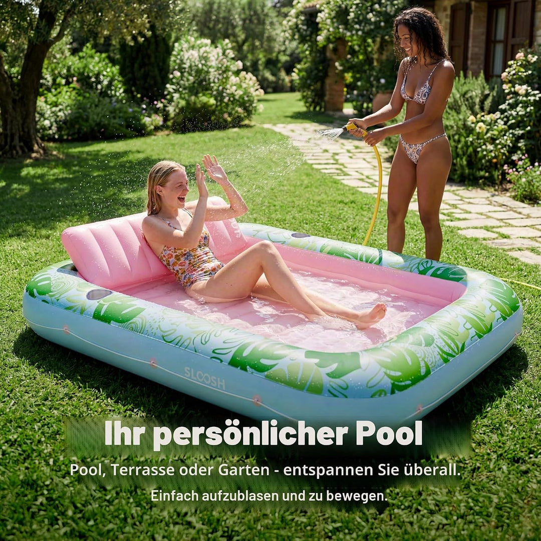 SLOOSH Aufblasbare Tanning Pool, 70" x 46"/ 85" x 57" Grosse aufblasbarer Luftmatratze für Erwachsen